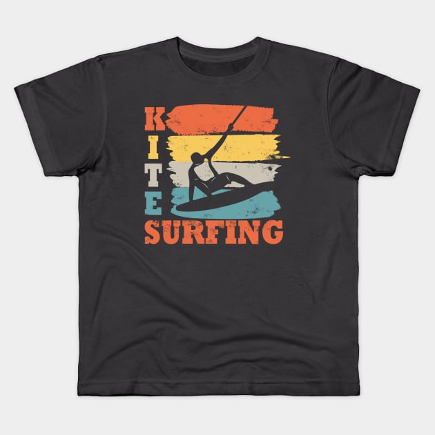 Kite surfing Kite surfer kite board retro vintage design Kids T-Shirt by Lomitasu